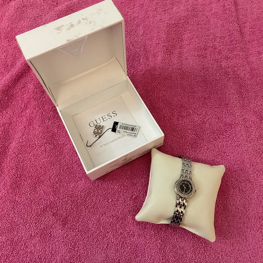 GUESS Silver/Stones and Black Face Women Watch